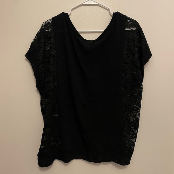 Daytrip Black Lace Side Panel T-Shirt, Size L - Picture 3 of 4